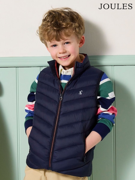 Joules Boys' Crofton Gilet Navy Blue Showerproof Padded Gilet (AB2897) | £24 - £30