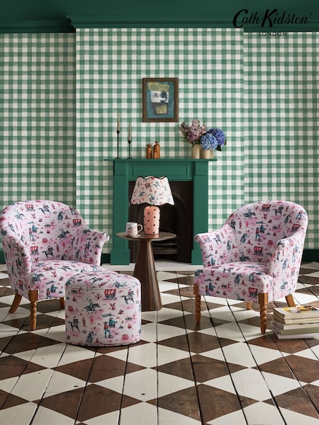 Cath Kidston Green Painted Gingham 10M Wallpaper (AB3303) | £42
