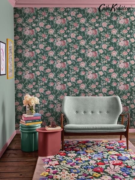 Cath Kidston Green Garden Rose 10M Wallpaper (AB3304) | £42