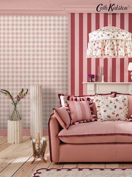 Cath Kidston Pink Painted Gingham 10M Wallpaper (AB3309) | £42