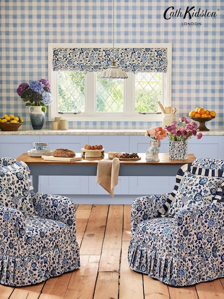 Cath Kidston Blue Painted Gingham 10M Wallpaper (AB3311) | £42