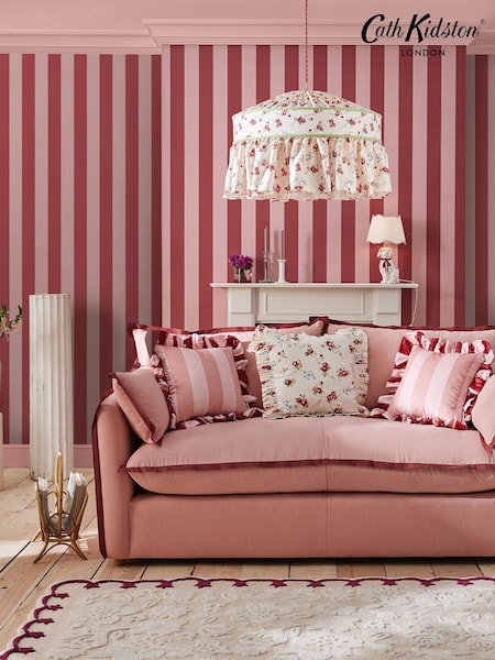 Cath Kidston Pink and Red Canopy Stripe 10M Wallpaper (AB3341) | £42