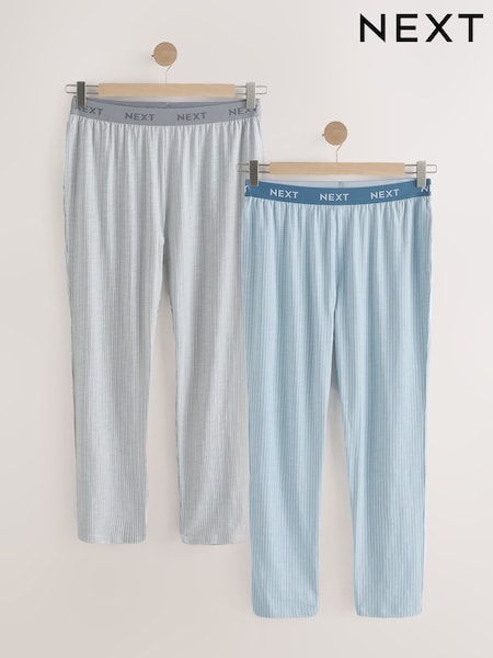 Navy Blue/Grey Jersey Stripe Pyjamas Bottoms 2 Pack (AB3380) | £34