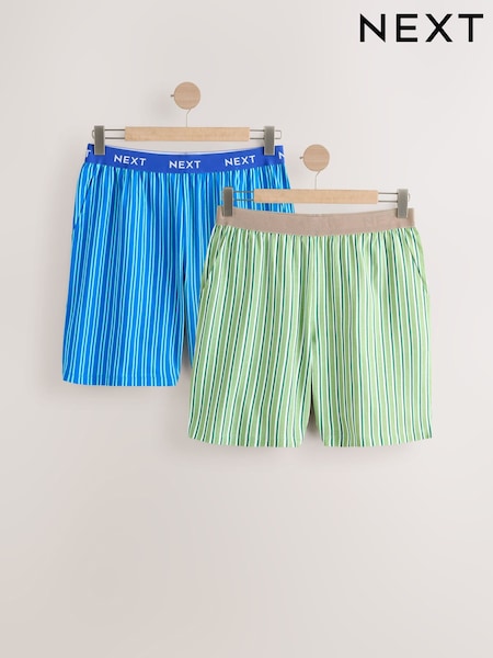 Blue/Green Jersey Stripe Pyjamas Shorts 2 Pack (AB3384) | £30
