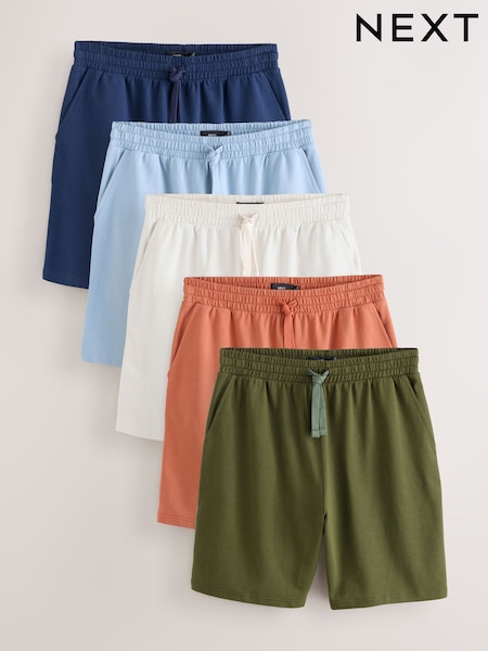 Green/Blue/Rust Regular Fit Lightweight Shorts 5 Pack (AB3392) | £66
