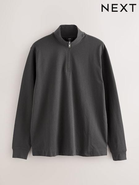 Slate Grey 100% Cotton Lightweight Quarter Zip Jumper (AB3406) | £24