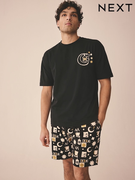 Black Matching Family Eid 100% Cotton Short Pyjamas Set (AB3415) | £22