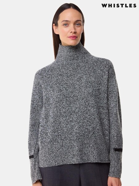 Whistles Grey Wool Fleck Roll Neck Knit Jumper (AB3864) | £55