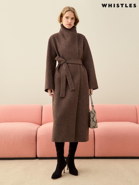 Whistles Nude Whistles Morgan Funnel Neck Black Coat (AB3969) | £329
