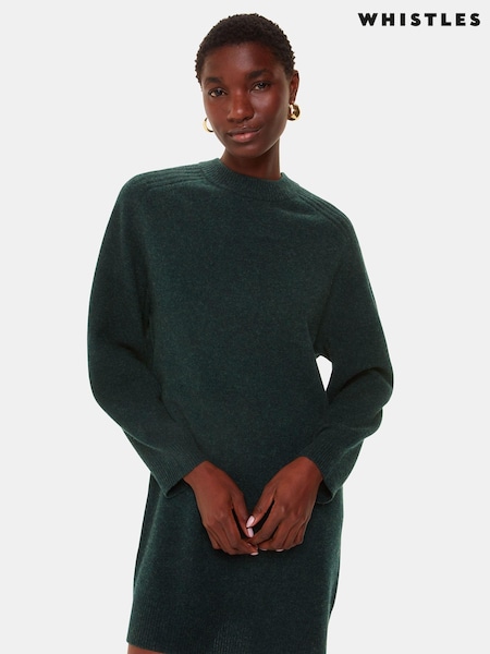 Whistles Green Ava Round Neck Knitted Dress (AB3974) | £149