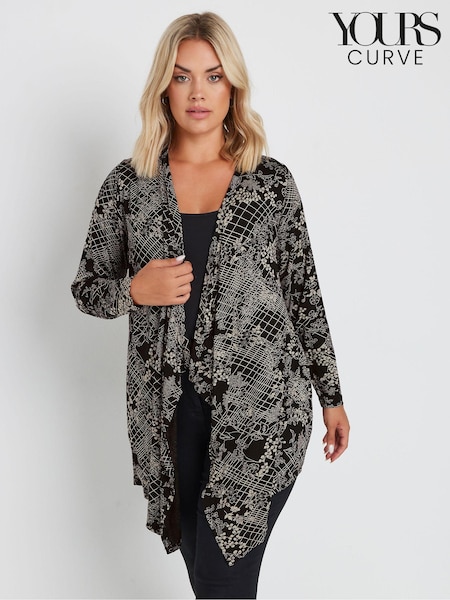 Yours Curve Black Floral Print Cardigan (AB4016) | £29