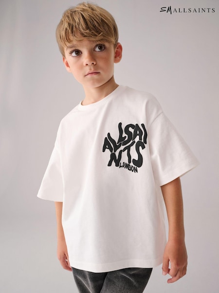 smALLSAINTS White Boys Oversized Orlando Logo Crew 100% Cotton T-Shirt (AB4027) | £22 - £28