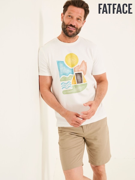 FatFace White Abstract Graphic Print 100% Cotton T-Shirt (AB4034) | £28