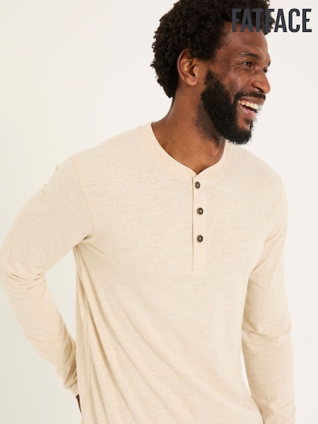 FatFace Woodside Natural Long Sleeve Slub Henley (AB4037) | £22