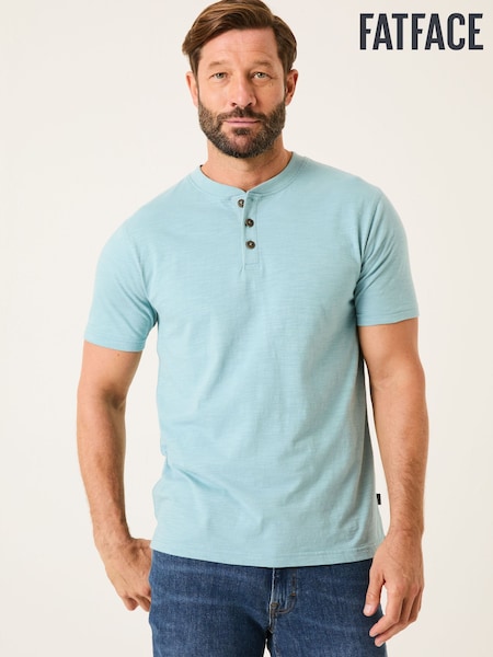 FatFace Woodside Light Blue Slub Henley T-Shirt (AB4040) | £25
