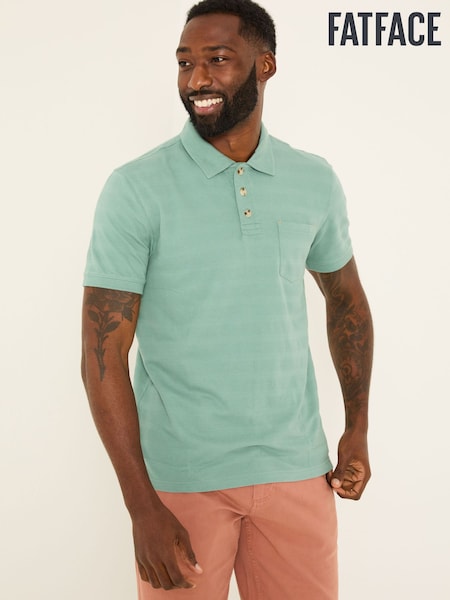 FatFace Dusky Green 100% Cotton Jacquard Stripe Polo Shirt (AB4072) | £32.50