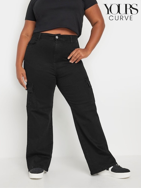 Yours Curve Black Cargo Pocket Jeans (AB4083) | £37