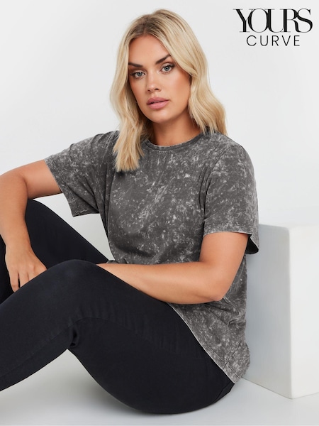Yours Curve Grey Set In Sleeve 100% Cotton T-Shirt (AB4089) | £19