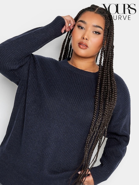 Yours Curve Blue Drop Shoulder Jumper (AB4094) | £27