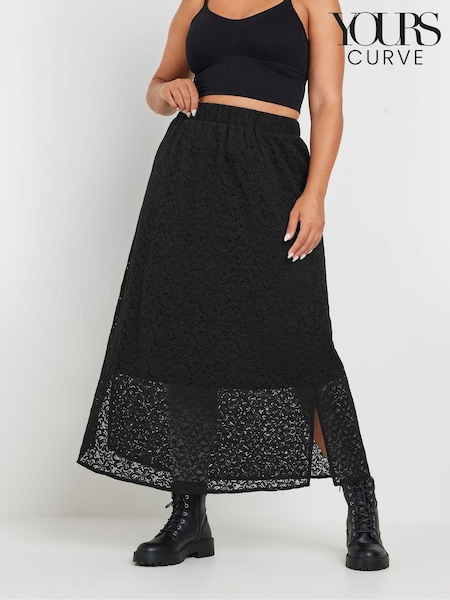 Yours Curve Black Lace Skirt (AB4113) | £34