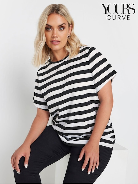 Yours Curve White Set In Sleeve 100% Cotton T-Shirt (AB4120) | £19