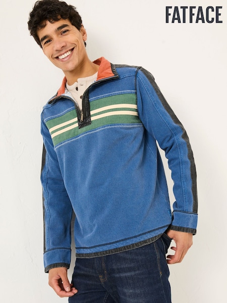 FatFace Blue Denim 100% Cotton Airlie Panel Sweat Top (AB4147) | £38