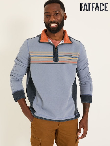 FatFace Blue 100% Cotton Airlie Panel Sweat Top (AB4151) | £38