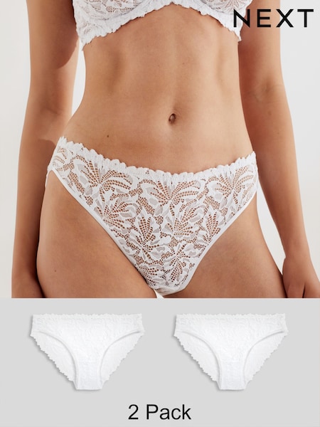 White High Leg Ultimate Comfort Lace Knickers 2 Pack (AB4179) | £15