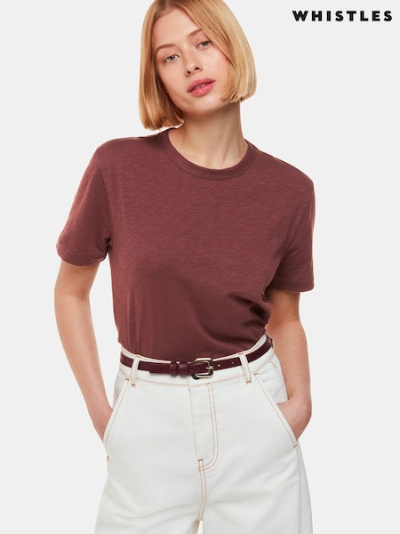 Whistles Brown Whistles Emily Ultimate 100% Cotton Brown T-Shirt (AB4195) | £35
