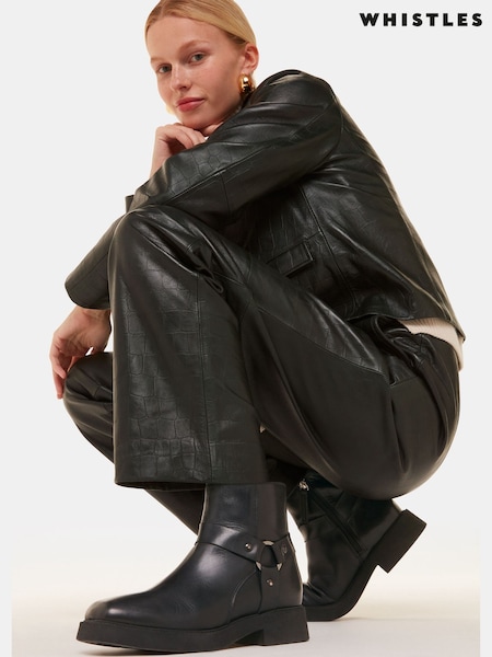 Whistles Black Matteo Biker Boots (AB4256) | £199