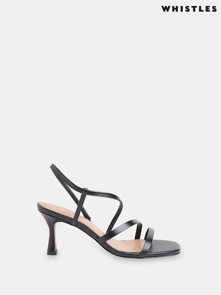 Whistles Black Tenley Strappy Heeled Sandals (AB4260) | £149