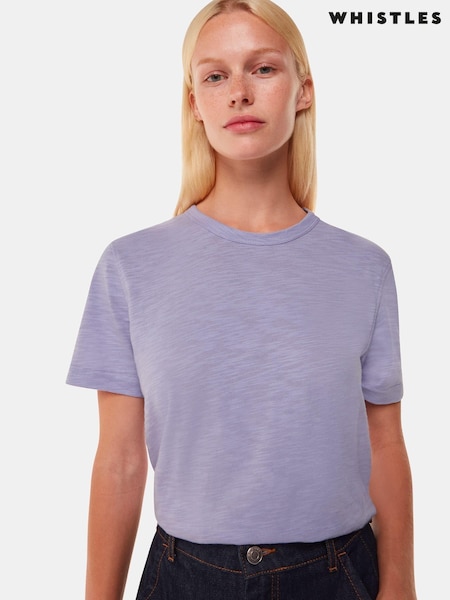 Whistles Purple Emily Ultimate 100% Cotton T-Shirt (AB4266) | £35