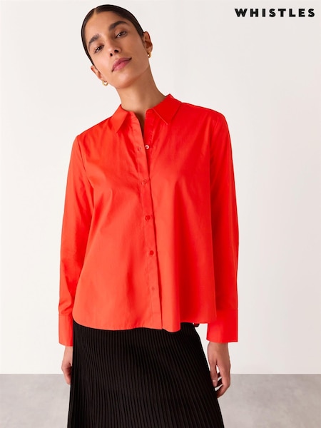 Whistles Red Boxy 100% Cotton Shirt (AB4356) | £79