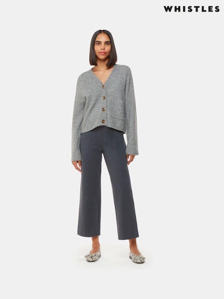 Whistles Grey Camilla Wide Leg Trousers (AB4382) | £95