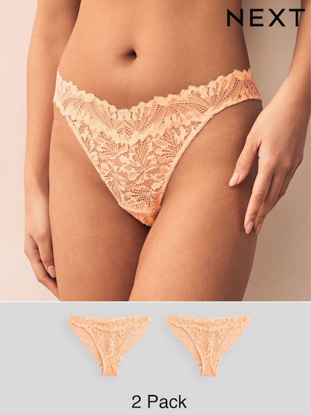 Orange Tanga Ultimate Comfort Lace Knickers 2 Pack (AB4475) | £13