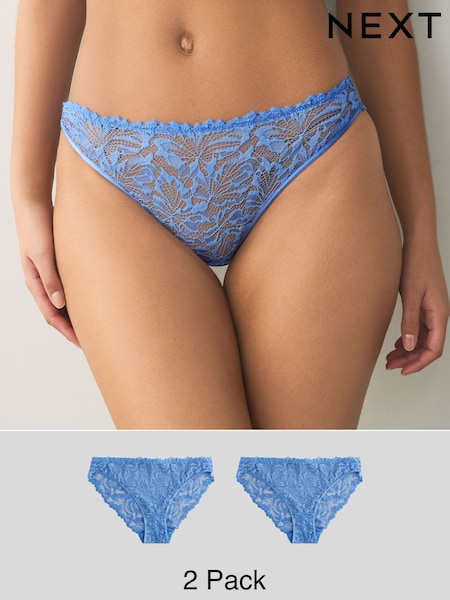 Blue High Leg Ultimate Comfort Lace Knickers 2 Pack (AB4479) | £15