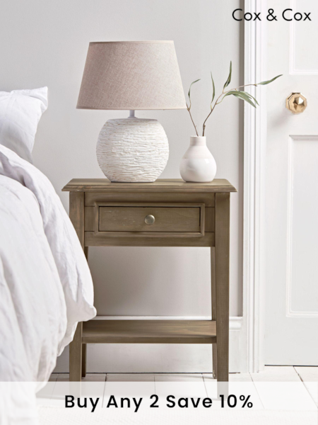 Cox & Cox Limewashed Camille Bedside Table (AB4567) | £275
