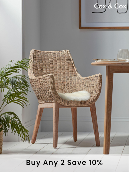 Cox & Cox Natural Round Rattan Carver Chair (AB4570) | £595