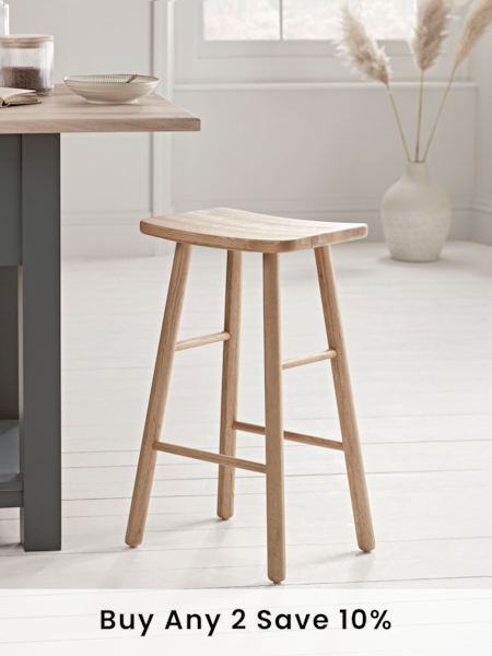 Cox & Cox Natural Oak Curved Topped Bar Stool (AB4578) | £225