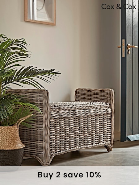Cox & Cox Natural Small Round Rattan Storage Bench (AB4582) | £575