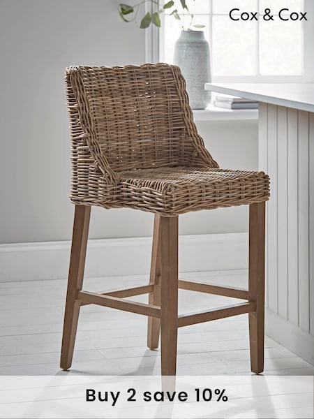 Cox & Cox Natural Round Rattan Bar Stool (AB4596) | £475