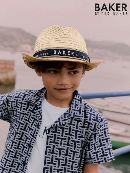 Baker by Ted Baker Boys Neutral Straw Trilby Hat (AB4619) | £16