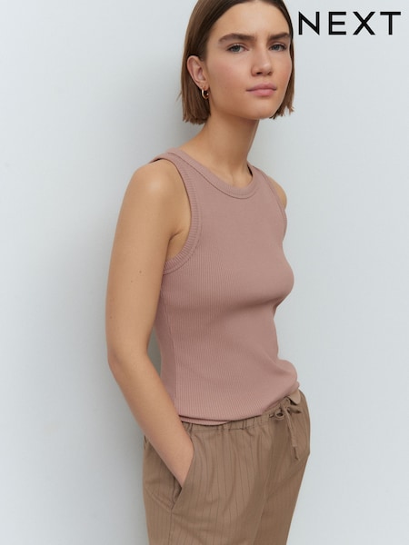 Neutral Ribbed Racer Tank Vest Sleeveless Top (AB4629) | £14