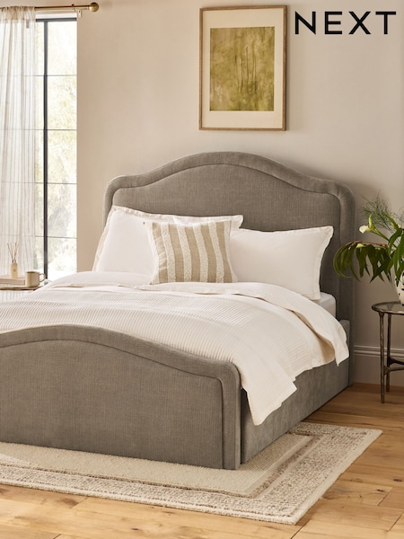 Linen Look Chenille Mid Natural Elaina Upholstered Drawer Storage Bed Frame (AB4649) | £699 - £799