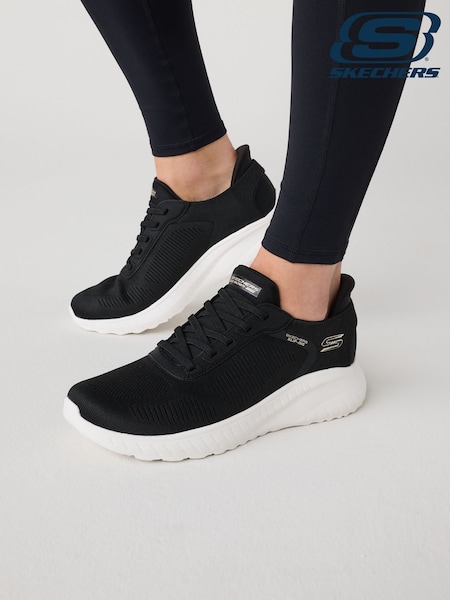 Skechers Black/ White Bobs Squad Wide Fit Chaos Current Muse Trainers (AB4855) | £69