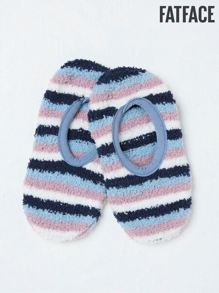 FatFace Navy Stripe Slipper Socks (AB4892) | £3