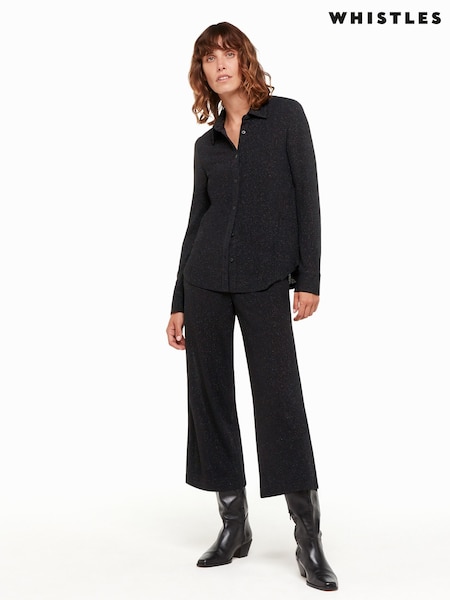Whistles Eva Sparkle Cropped Black Trousers (AB4902) | £99