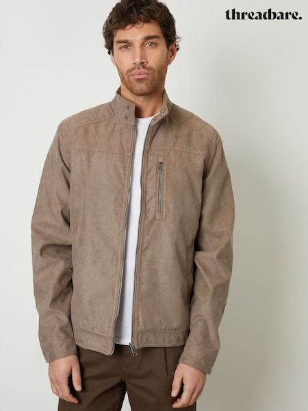 Threadbare Brown Faux Suede Racer Jacket (AB4964) | £50