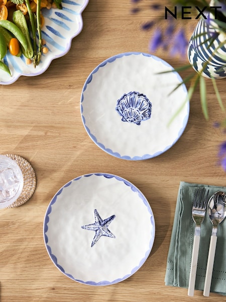 Set of 2 White Shell Side Plates (AB4967) | £16