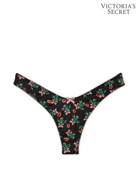 Victoria's Secret Black Mistletoe Thong Knickers (AB5208) | £9